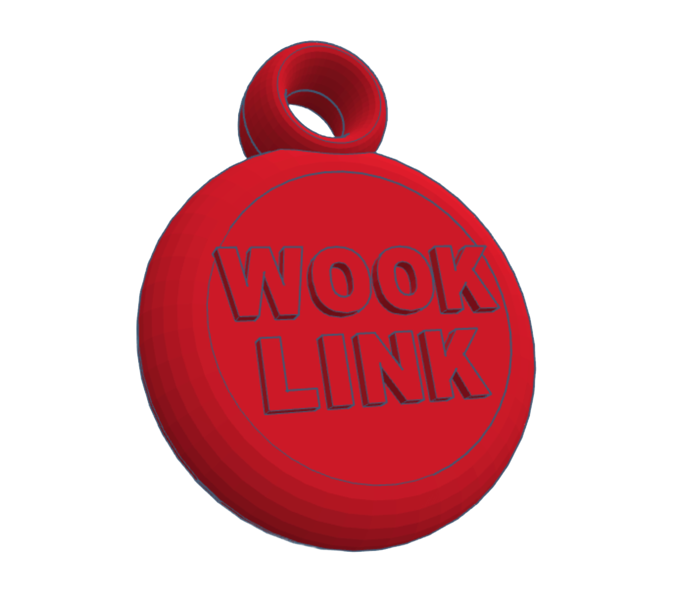 WookLink NFC Bead - a red circular kandi bead with WOOK LINK embossed on it